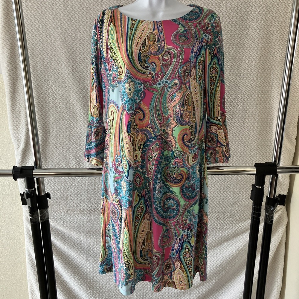 Tommy‎ Hilfiger VTG 60s Inspired Dress Size 8 Psychedelic Mod Colorful Paisley